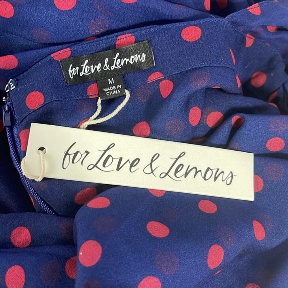 FOR LOVE & LEMONS Mavis Polkadot Long Sleeve Blue and Red Maxi Dress Sz M - Picture 11 of 12